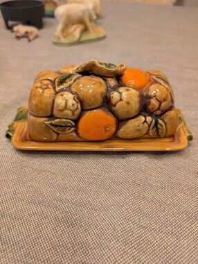 VINTAGE JAPAN CERAMIC FRUIT BUTTER DISH • 1970s Kitsch Retro Kitchen Decor • Orc